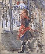 Berthe Morisot L Enfant au Tablier Rouge, a sketch Spain oil painting artist